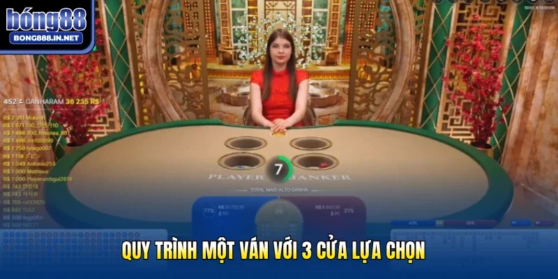 Quy trình một ván với 3 cửa lựa chọn